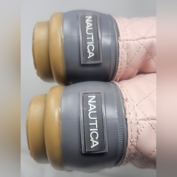 Nautica Dorsay Women's Rain Winter Boots Quilted Rubber Pink Gray Sz 10 Side Zip - Picture 10 of 14